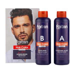 شامپو رنگ مو مردانه قهوه ای تیره فاربن